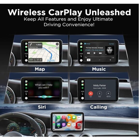 Wireless Carplay Adapter, 2023 Style for Apple OEM Wired CarPlay, Convent Wired - Picture 3 of 8